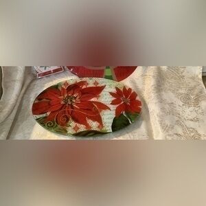 Beautiful Christmas Poinsettia Platter/ Coasters/Place Mats